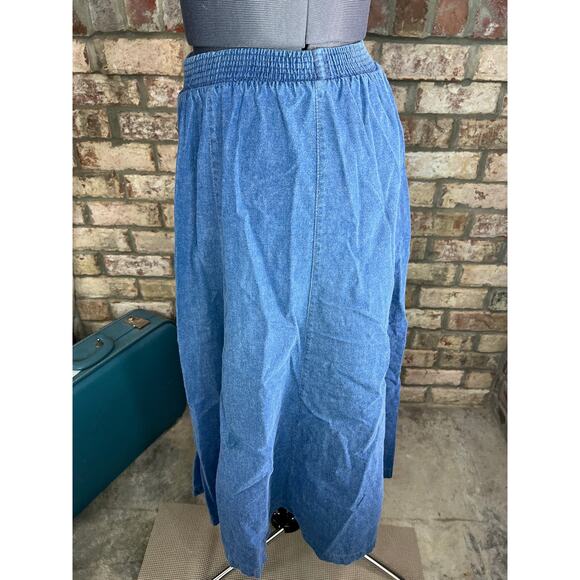 midi skirt denim 1980s button front - Picture 4 of 9